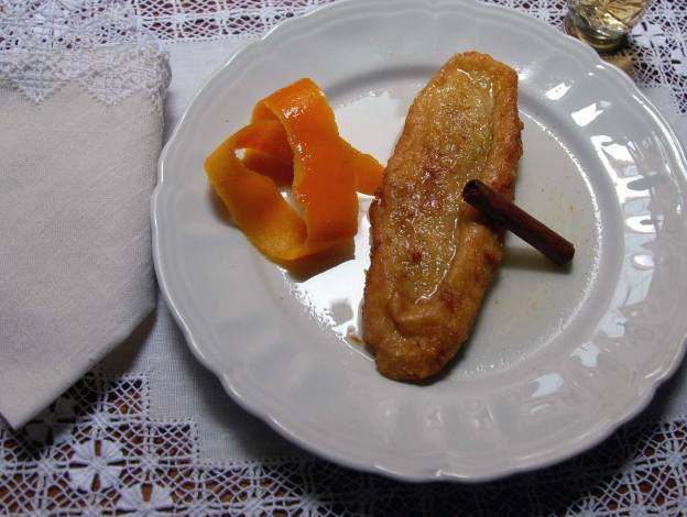 Torrijas con almíbar de naranja