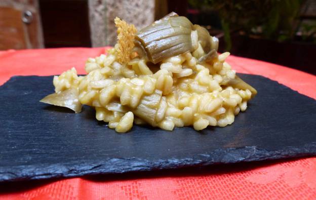 Risotto de calabaza y alcachofas. CP
